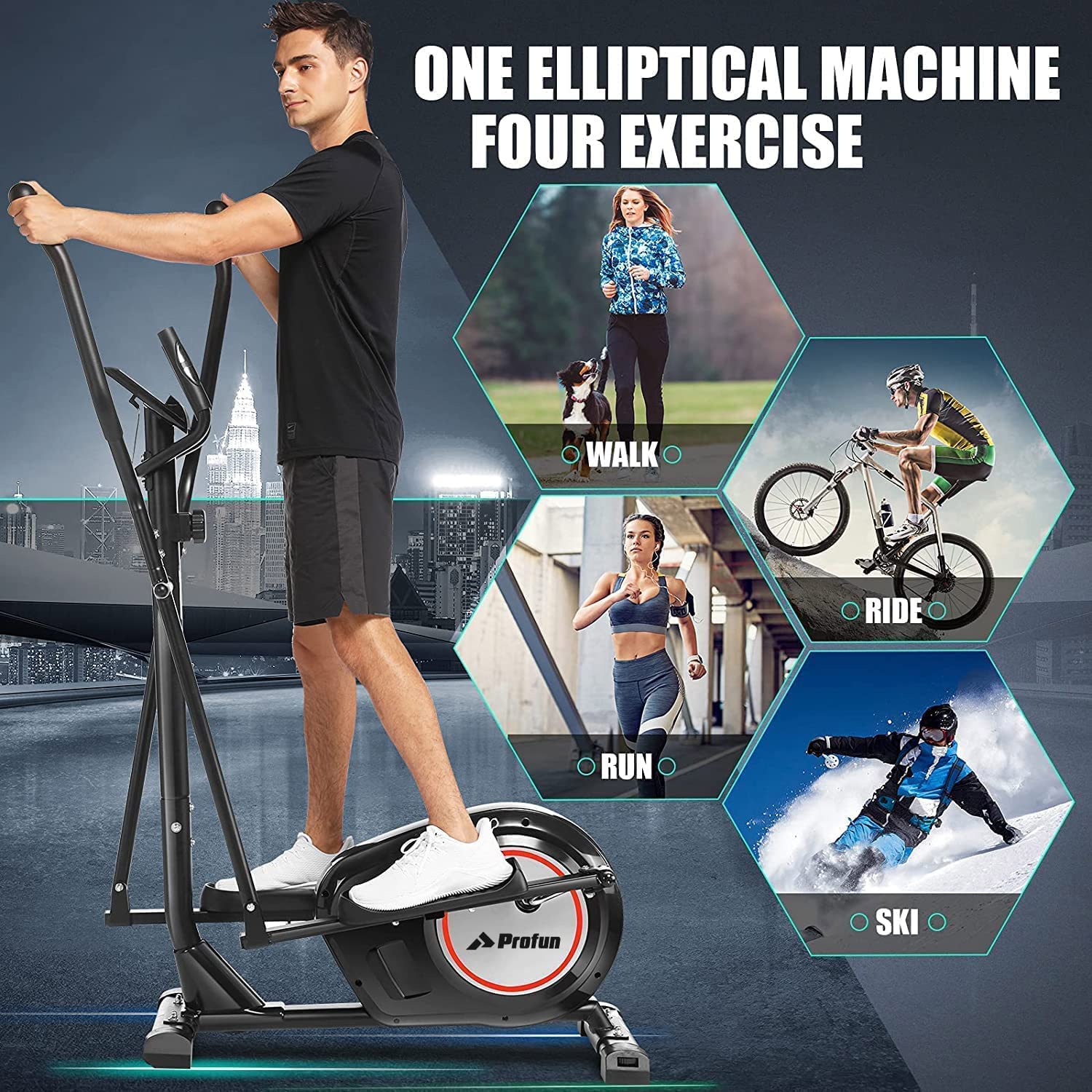 Crosstrainer Für Zuhause, Ellipsentrainer mit APP-Steuerung, 8 Magnetwiderstandsstufen, Bluetooth, 12kg Schwungrad, 170kg Max Kapazität Gewicht