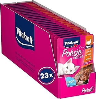 Vitakraft Poésie Délice, Junior, Nassfutter Katze, Katzennassfutter in Sauce, mit Pute, Vorratspackung, für junge Katzen, ohne Zusatz von Zucker und Getreide (23x 85g) product image