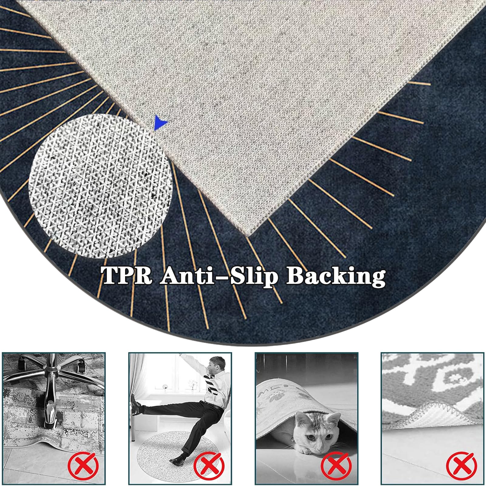 Ronde Tapis Protection de Sol, Tapis Chaise de Bureau, Tapis Gaming Sol pour Sols durs, Antidérapant Protège Sol sous Chaise pour stratifié, parquet, carrelage, Tapis pour Fauteuil 100 cm