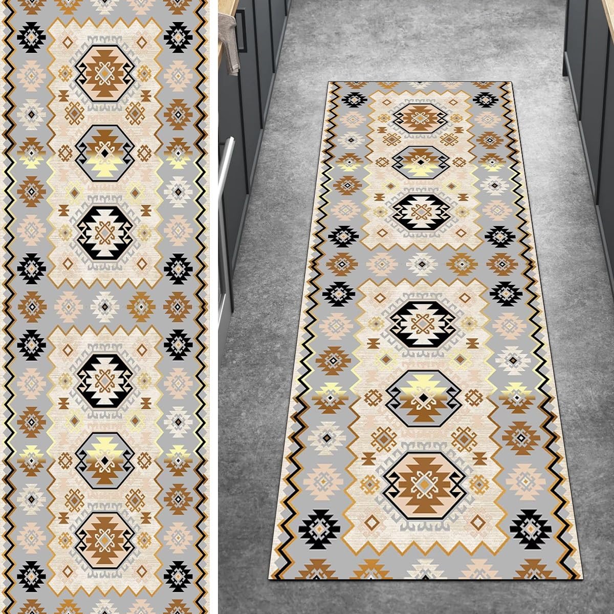 Alfombra pasillera gris de 100x240 cm ideal para dar calidez y proteger tu cocina
