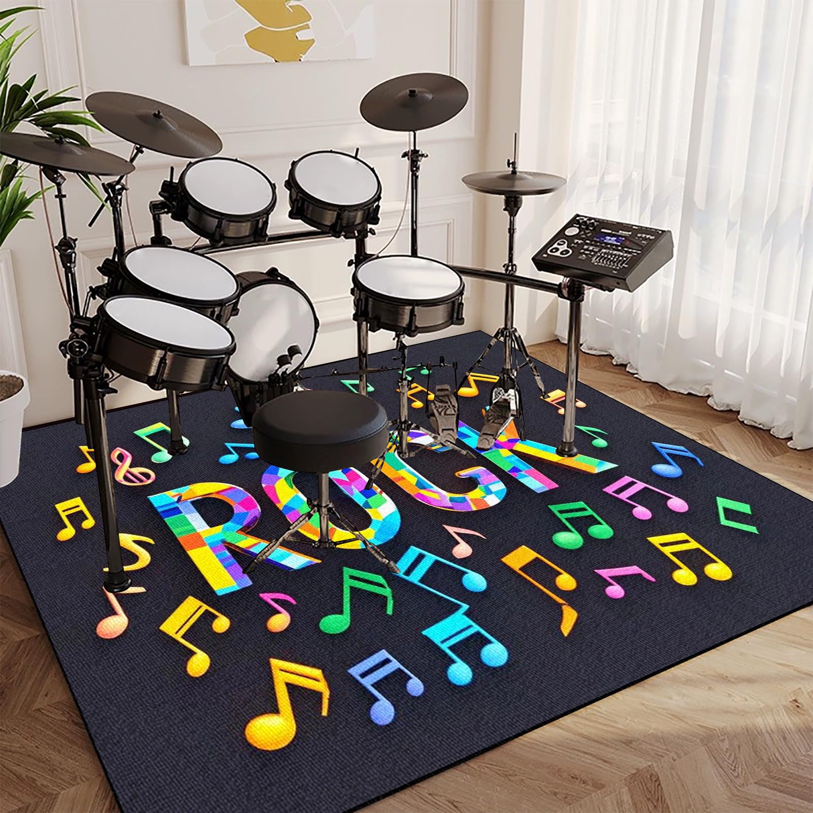 Tappeto per Batteria Tappeto a Tamburo Acustica 140 x 120 cm Tappeti Antiscivolo Insonorizzato per Batteria Elettroniche Rullante Grancassa Strumenti Musicali Tappeto A Tamburo Tappeto Batteria