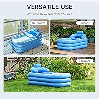 Vista 8 de Tina portátil CO-Z plegable e inflable, de PVC, con bomba de aire eléctrica