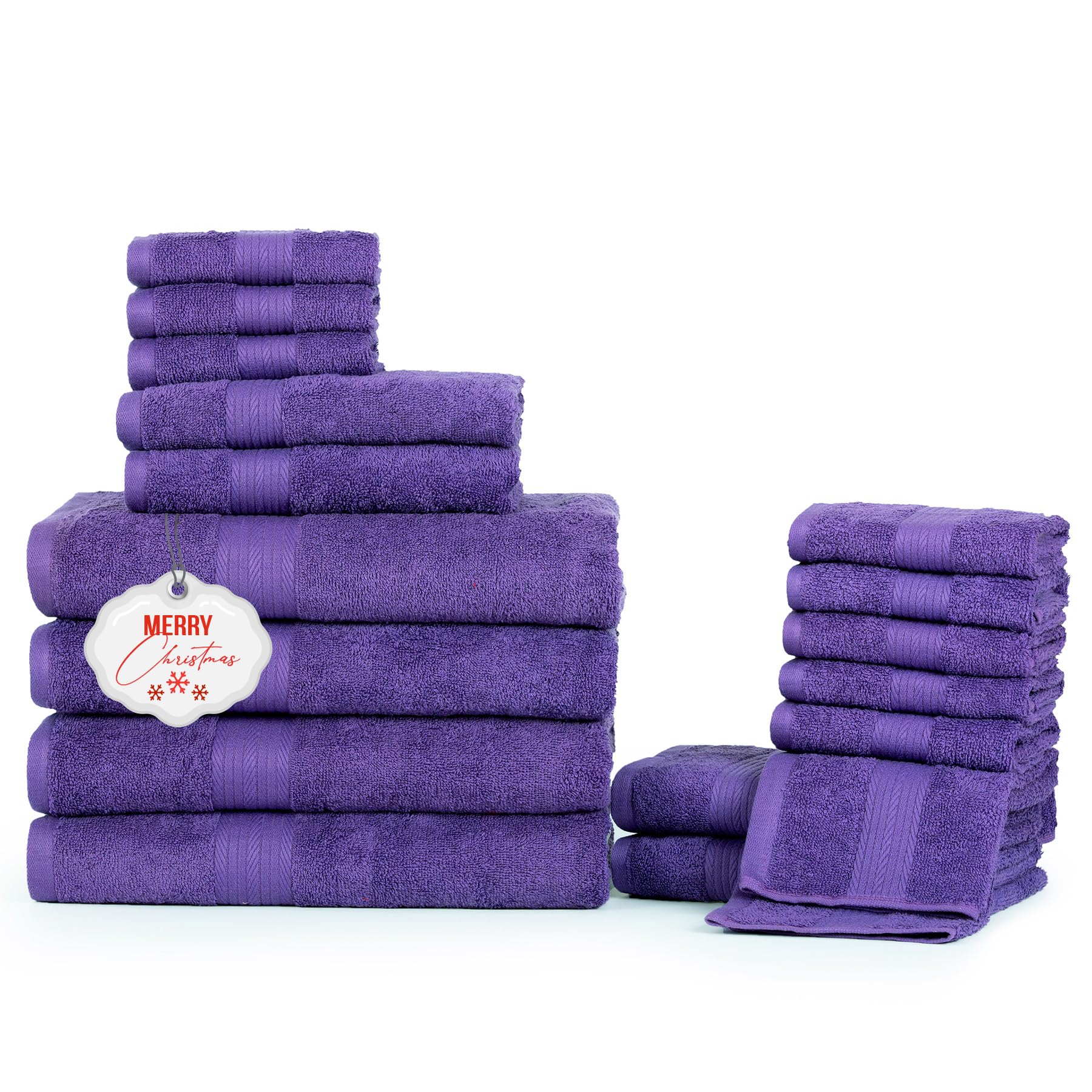 Ample Decor Bathroom Towel Set of 18-4 Hand Towel, 4 Bath Towel, 10 Wash Cloths - Oeko Tex Certified 600 GSM 100% Cotton - High Absorbency Quick