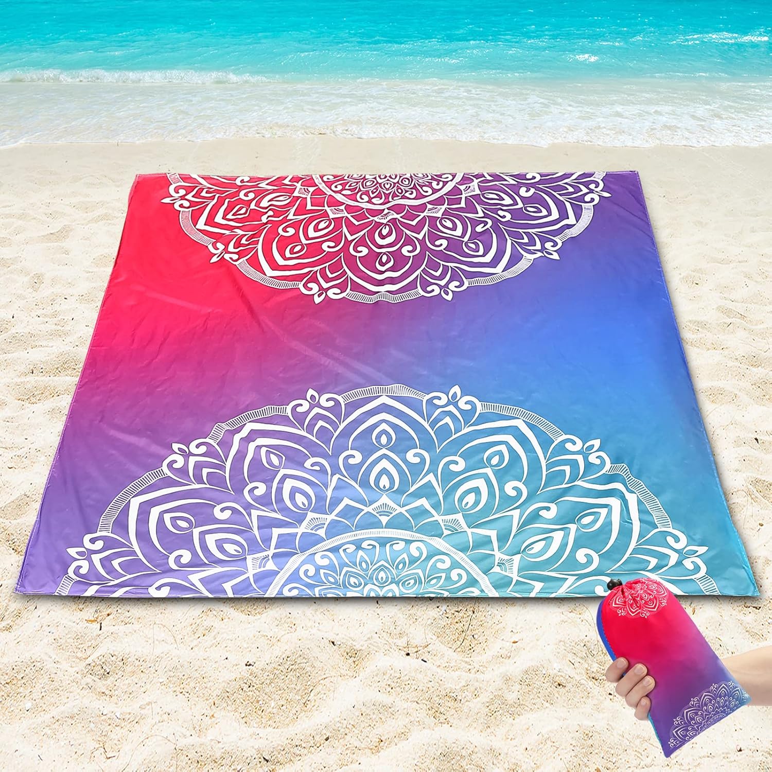 WIWIGO Beach Blanket Sandproof Extra Large Beach Mat Adults