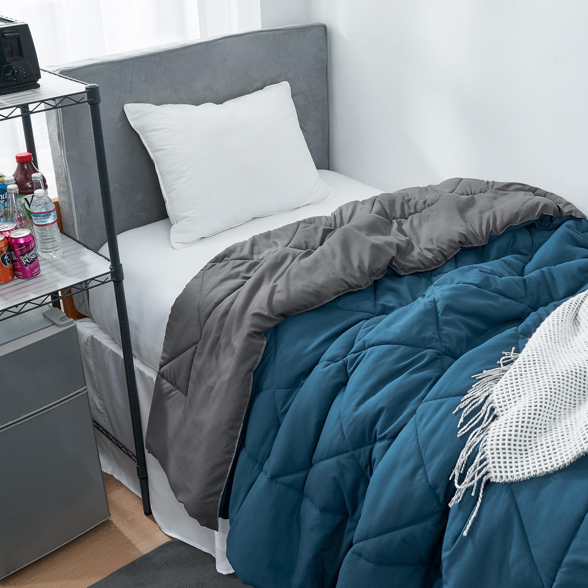 DormCo Granite Gray/Nightfall Navy Reversible Comforter - Twin XL Bedding