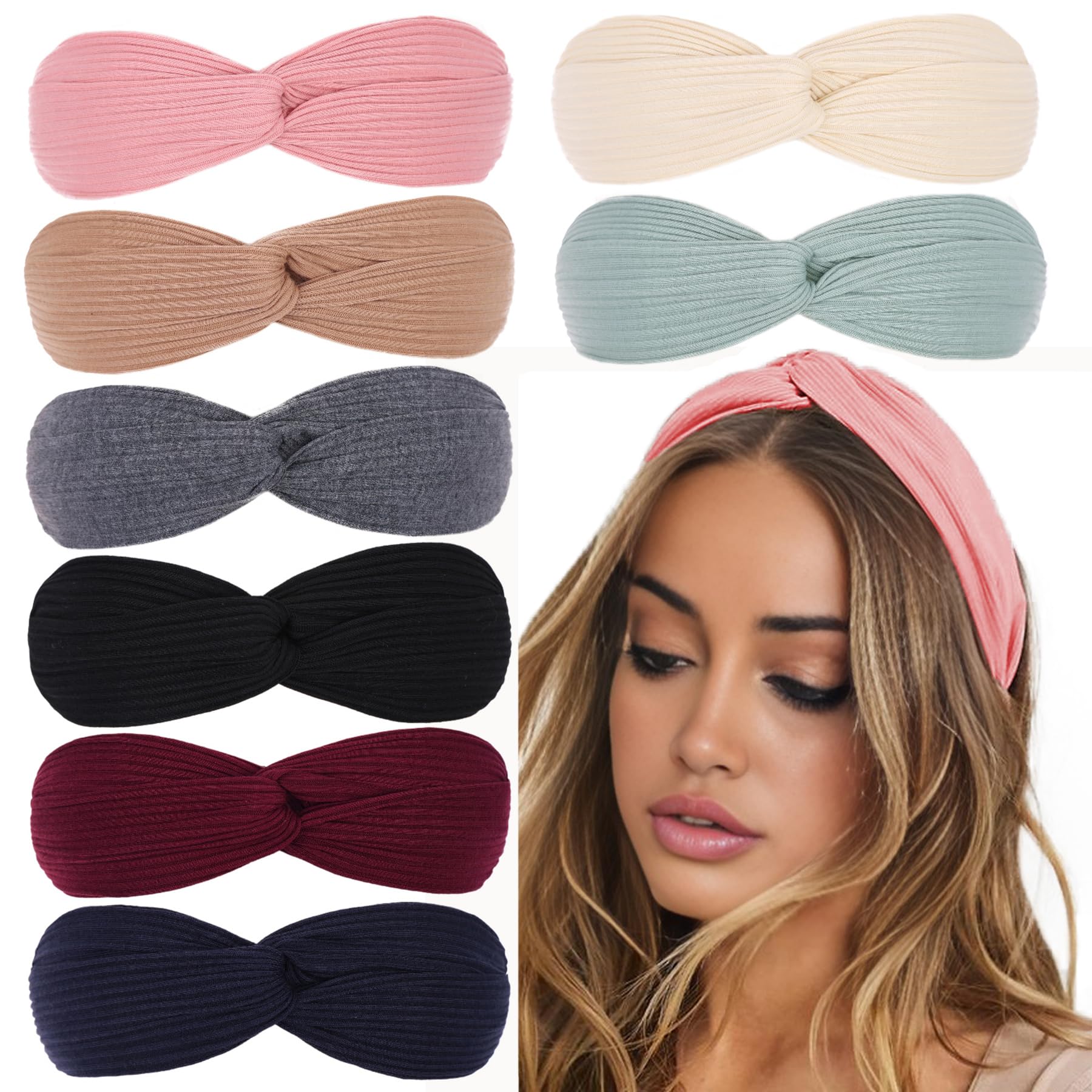 8 Pcs Twist Cross Knotted Elastic Head Hair Bands for Yoga  display picture 1