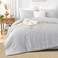 Vista 7 de AveLom - Juego de edredón de sirsaca, queen (90 x 90 pulgadas), 3 piezas - gris claro, 100% microfibra, lavado suave, alternativa al plumón, diseño