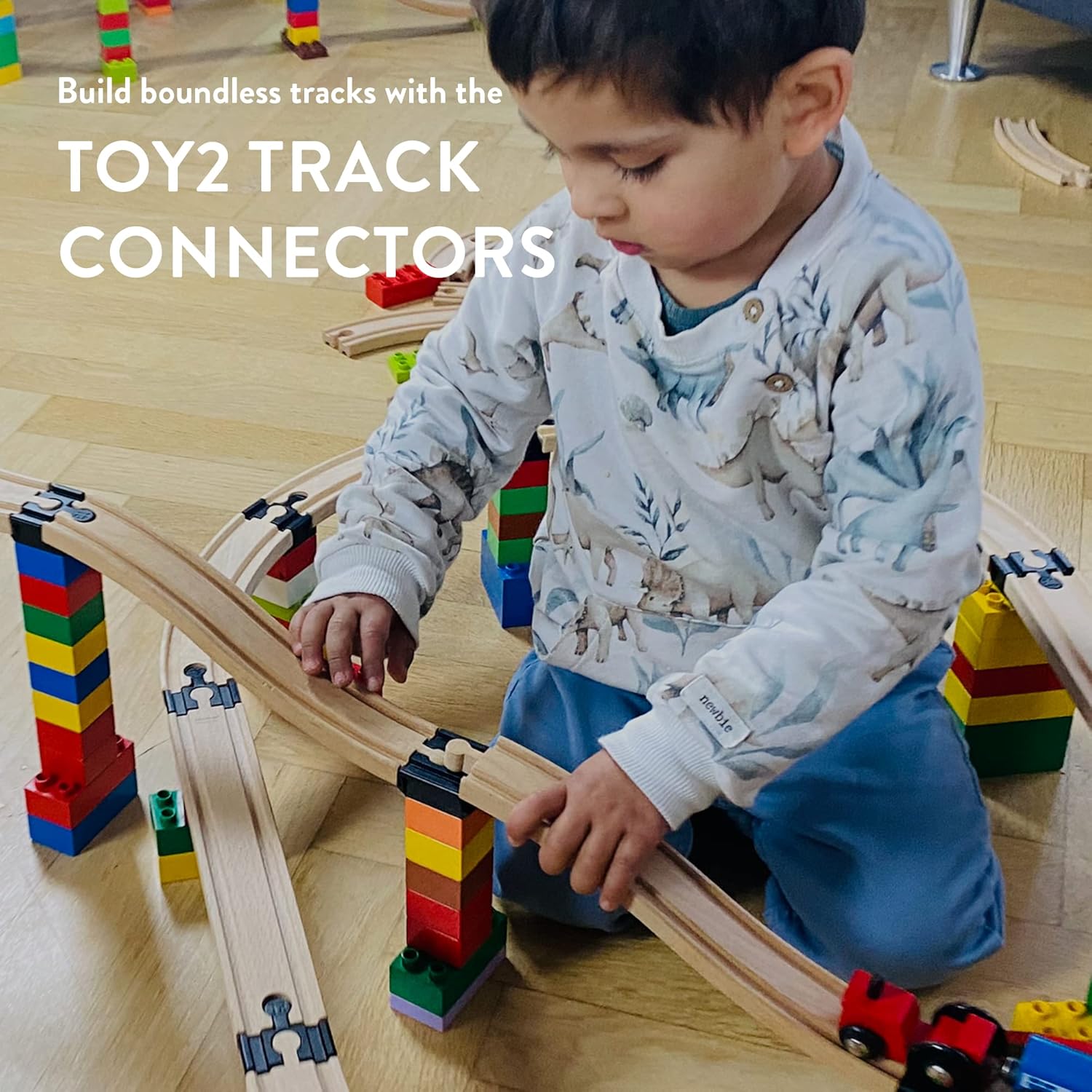 TOY2 Builder Set XL 44 Toy Train Track Connectors Compatible with