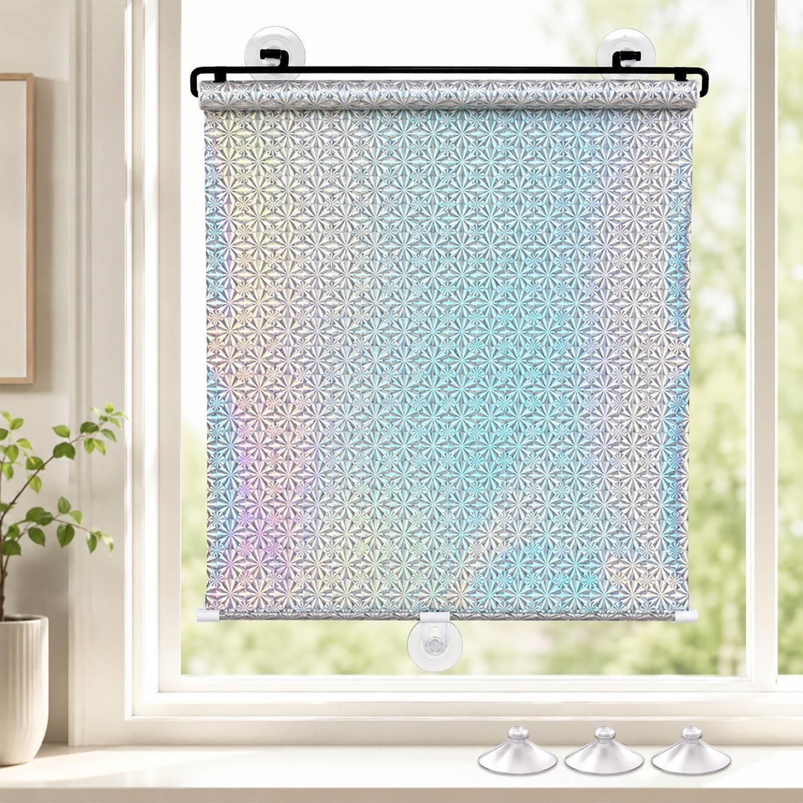 Rullo Oscurante per Finestre con Ventose, 90% Blocco della Luce, Avvolgibile Riflettente Senza Forare, Schermo Privacy per Camera Ufficio Camper Auto(W 65 x 100 cm)