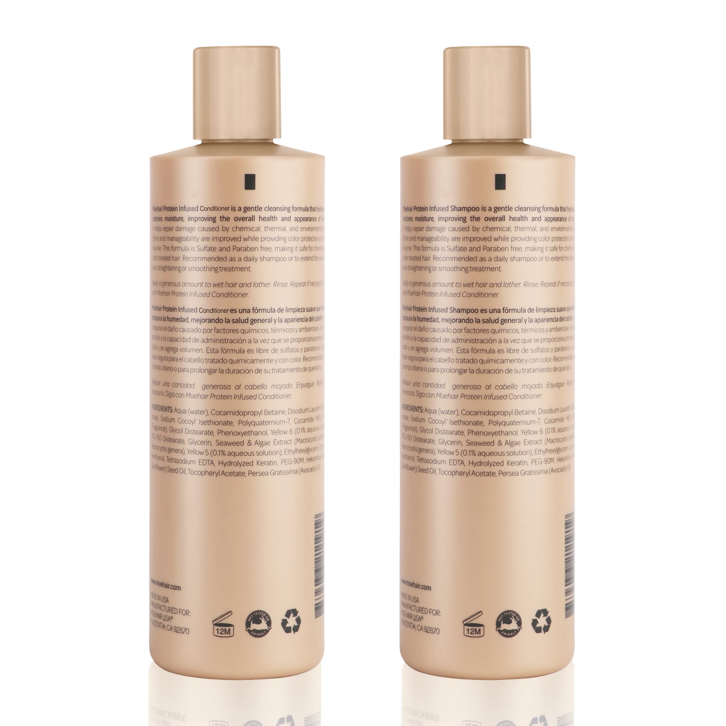 MOEHAIR Protein-Infused Shampoo and Conditioner Set for Dry, Damaged Hair