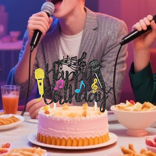 Miniatura 8 de Decoración para tartas de micrófono, micrófono con purpurina, decoraciones para fiestas de cumpleaños, amantes de la música, selecciones de tartas,