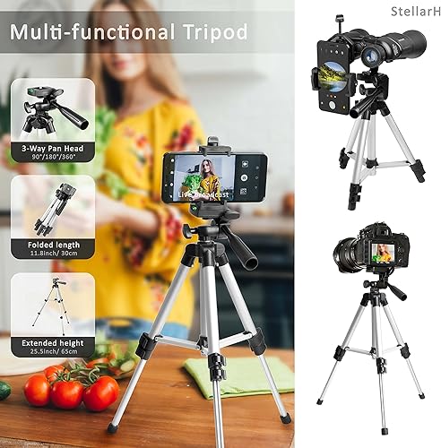 Miniatura 4 de Binoculares HD de 12 x 50 pulgadas para adultos con kit de fotografía adaptador de teléfono inteligente bolsa de transporte universal para trípode y