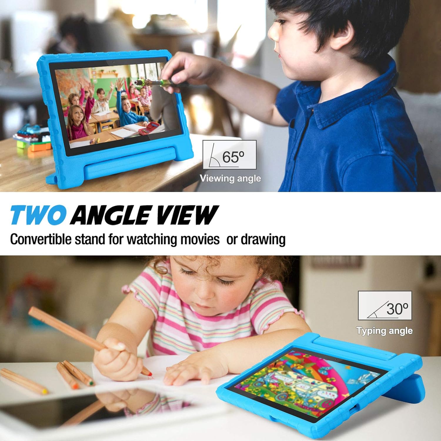Image demonstrating the two viewing angles of the case stand.