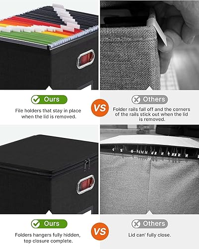 Vista 24 de Oterri Paquete de 2 cajas organizadoras de archivos con tapas, caja de archivos con bolsillos de malla, caja organizadora de documentos para Verde
