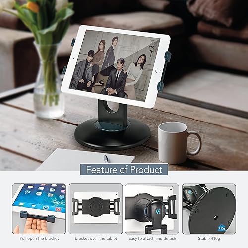Miniatura 8 de EHO Soporte para iPad, soporte giratorio de 360, quiosco minorista, adaptador universal de 6 a 13.5 pulgadas, soporte universal para tableta para