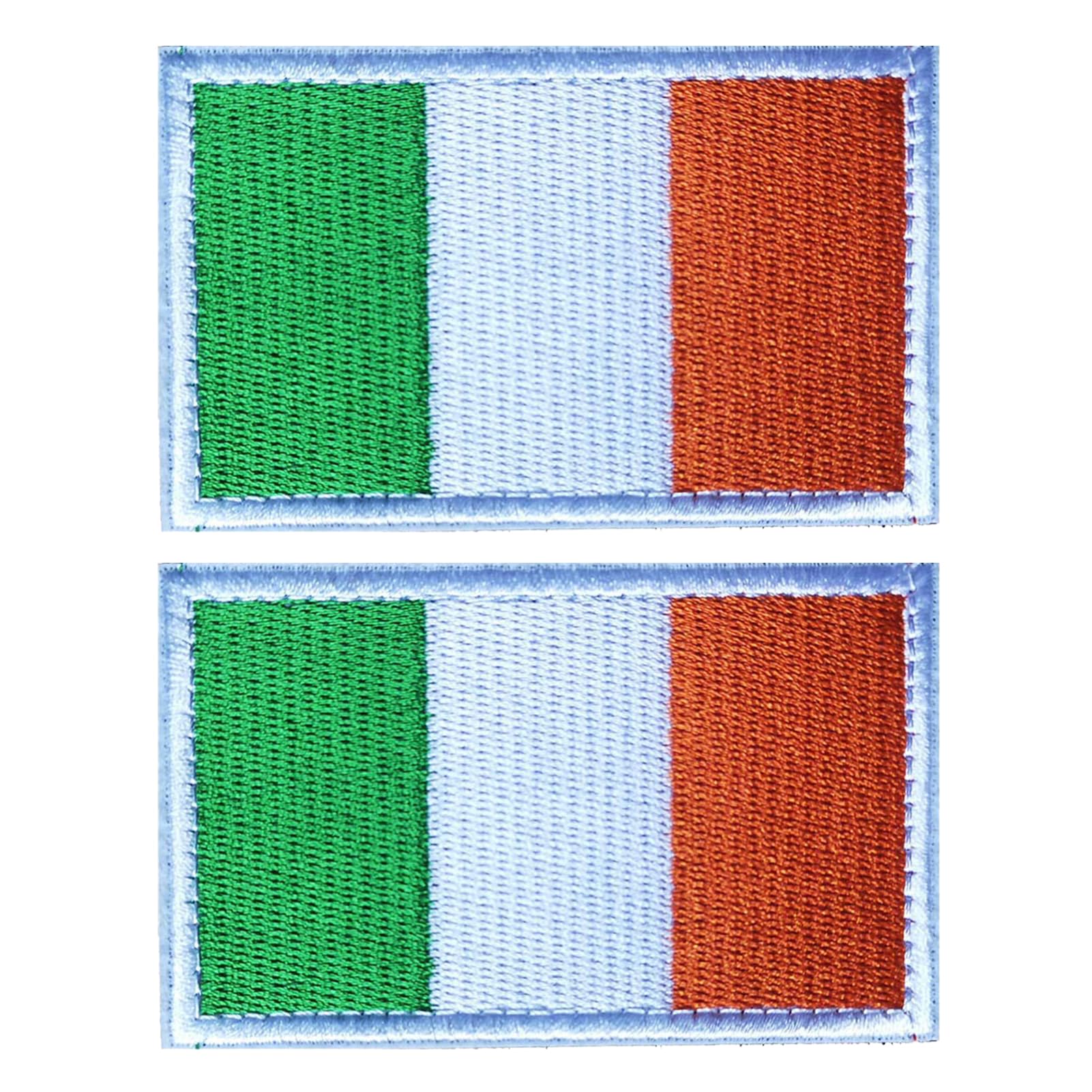 2 parches bordados de la bandera de Irlanda con | Parche militar táctico, accesorio táctico versátil, cierre de apliques, 3 x 2 pulgadas
