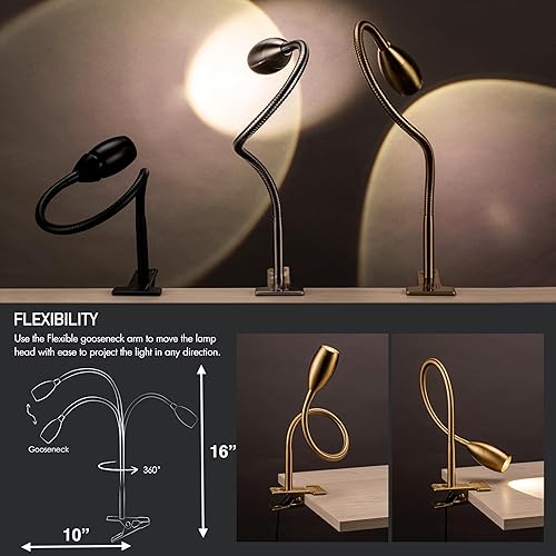 Miniatura 5 de O'Bright Lumos - Lámpara versátil con clip foco zoomable, LED regulable, cuello de cisne flexible, luz de 4000 K, abrazadera 100% metálica, ideal