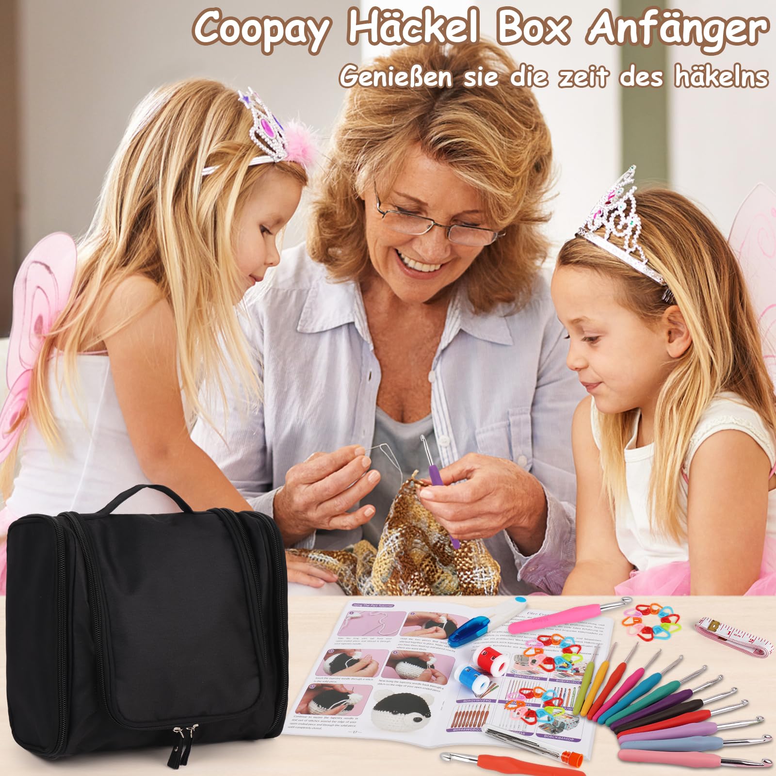 Set Uncinetti Per Principianti - 15 GomitolI, Uncinetti 2-10 Mm, Borsa Portatile E Accessori - Foto 6