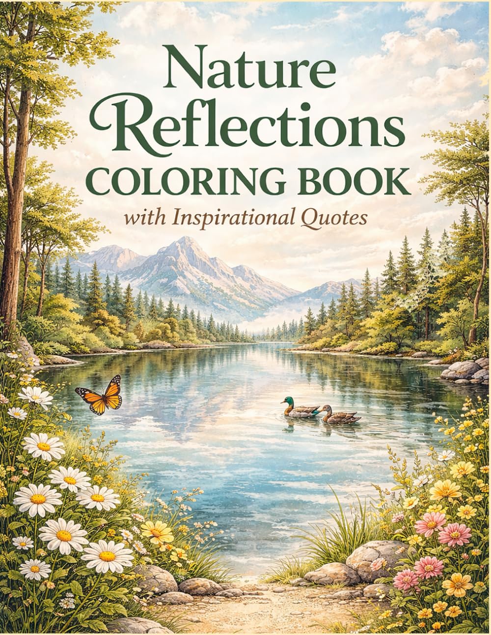 Nature Reflections Coloring Book: A Relaxing Coloring Book with Inspirational Quotes