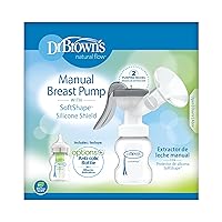 Vista 8 de Dr. Brown's Extractor de leche manual con escudo SoftShape 100% silicona (B, brida de 0.984 in) y opciones anticólicos+biberón de cuello ancho de 5