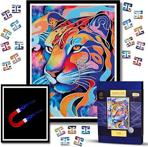 Rompecabezas de madera con marco para adultos, rompecabezas magnético de madera enmarcado, rompecabezas desafiantes de corte de madera, decoración