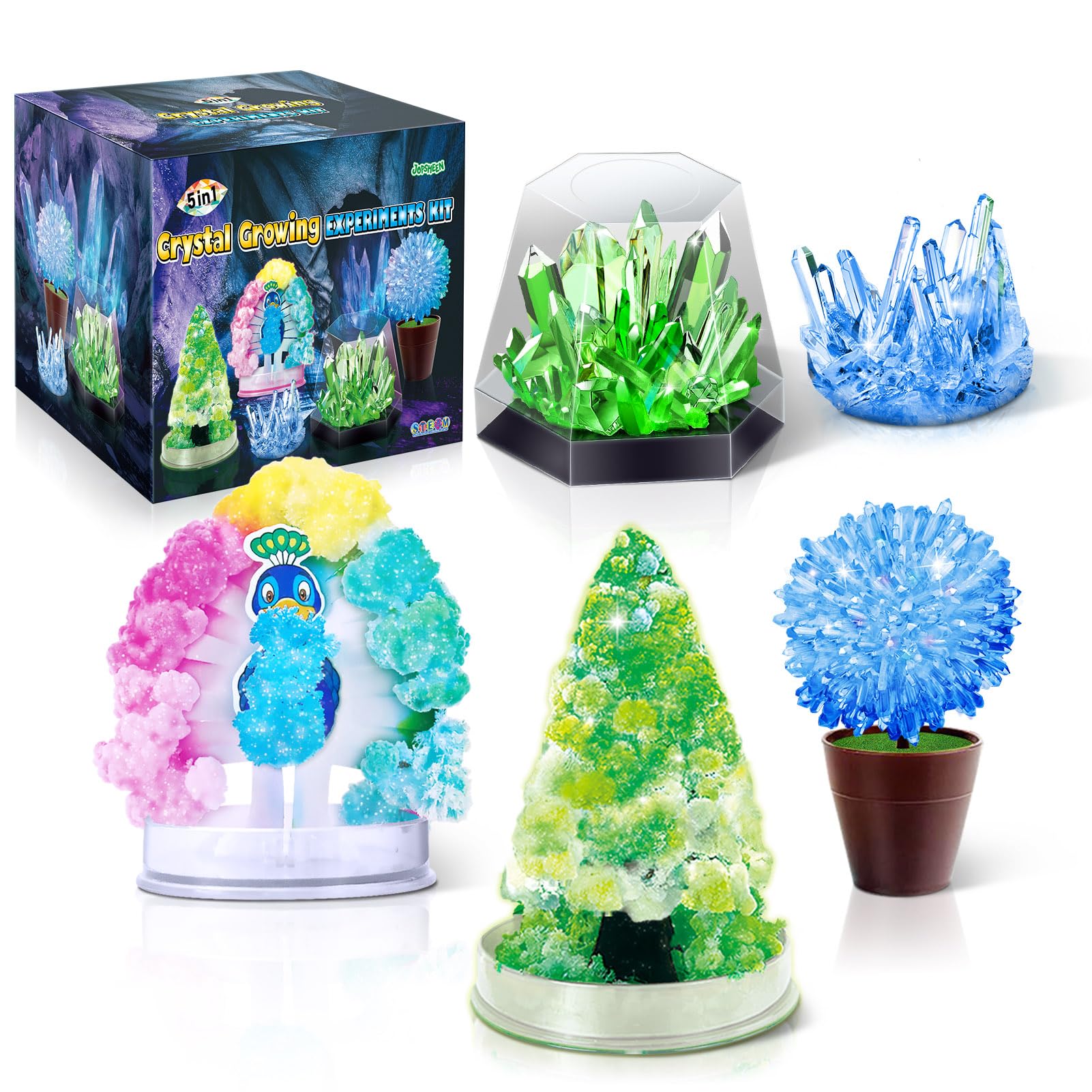Crystal Growing Kit, Experiment Science Kits for Kids, Science Projects STEM Activities Gifts for Boys & Girls, Learning & Educational Toy for Kids, Grow 5 Vibrant Crystals Making Kit