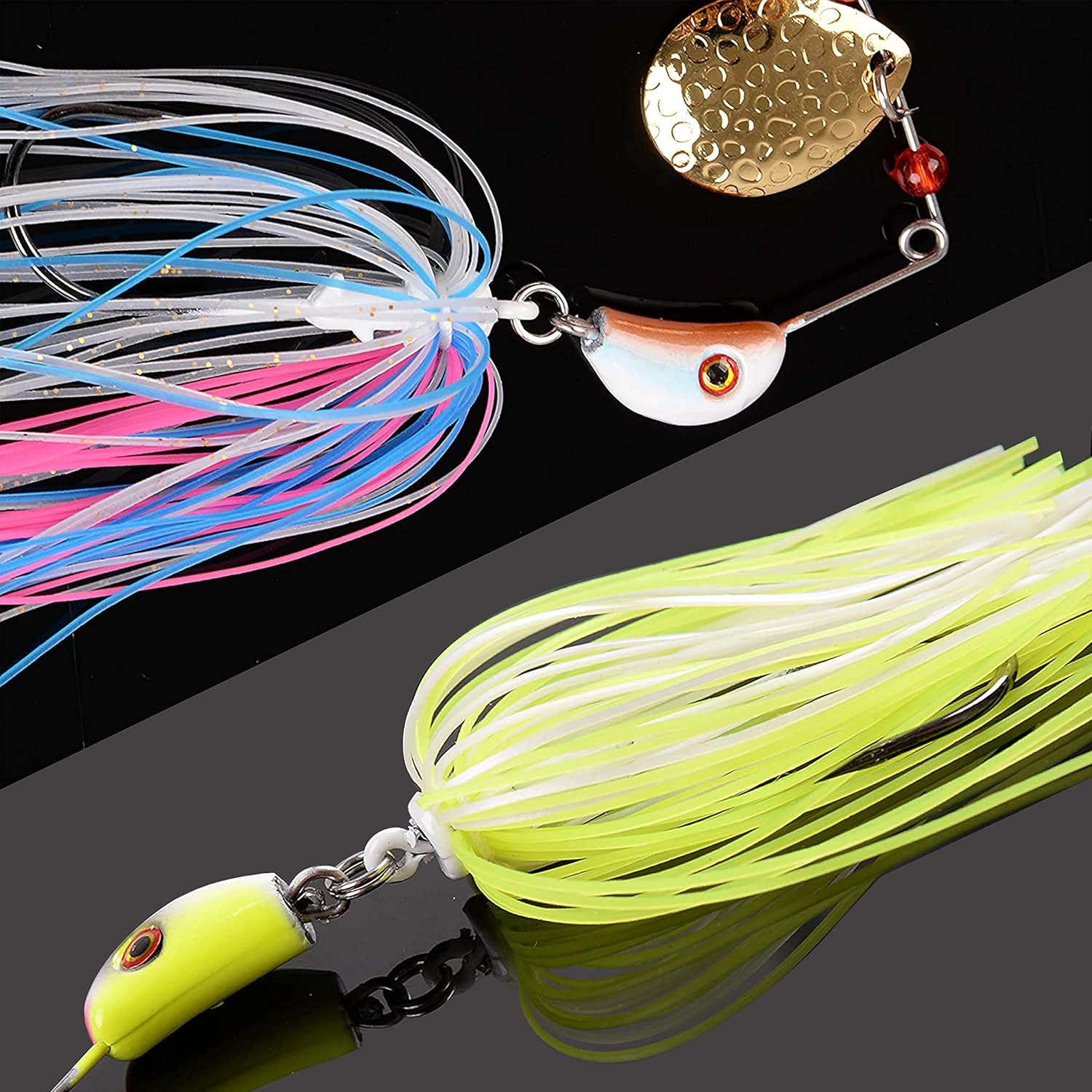 Spinner Baits Bass Fishing Lures Kit, 6/12pcs Metal Jig Hard Spinnerbait Buzzbait Kit Spinner Jig Lures for Bass Trout Salmon Walleye Freshwater Saltwater Fishing