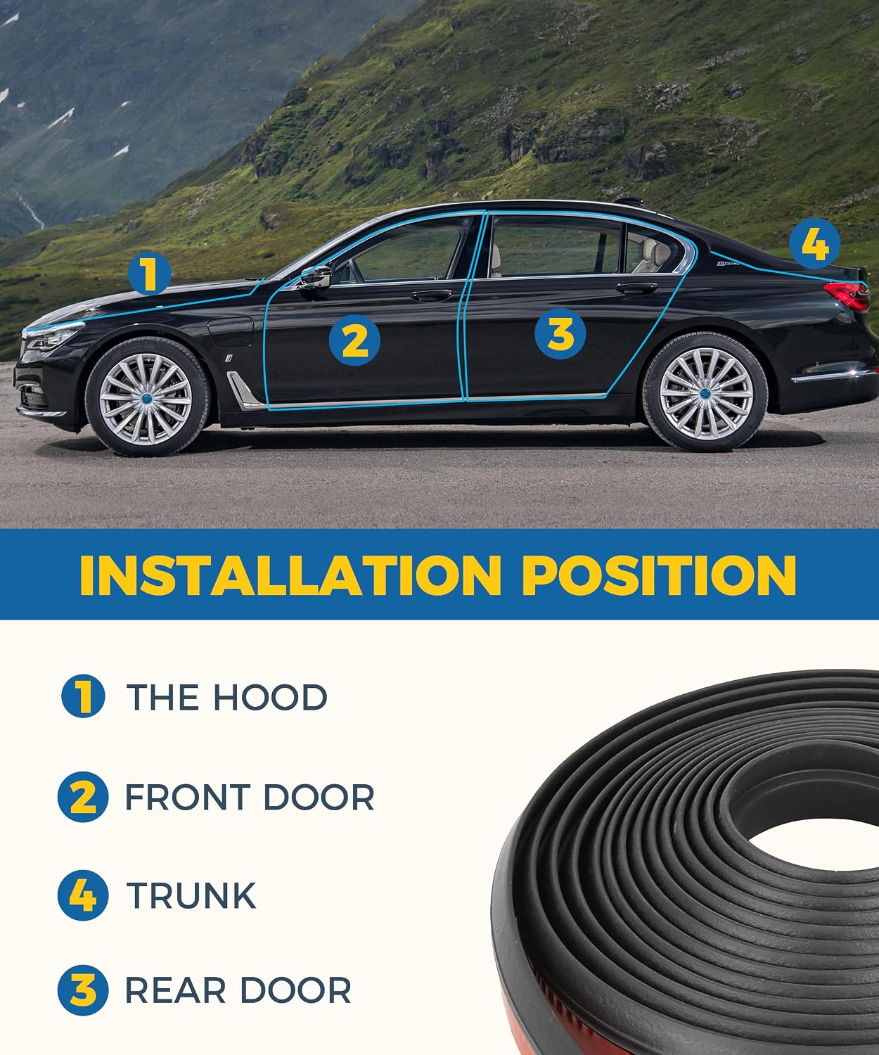 13FT Windshield Rubber Seal,Car Weather Stripping,Z Shape Windshield Trim,Car Accessories Windshields Seal,Self Adhesive Weatherstrip Seals Protector Guard Strip for Cars Window Door Engine Cover