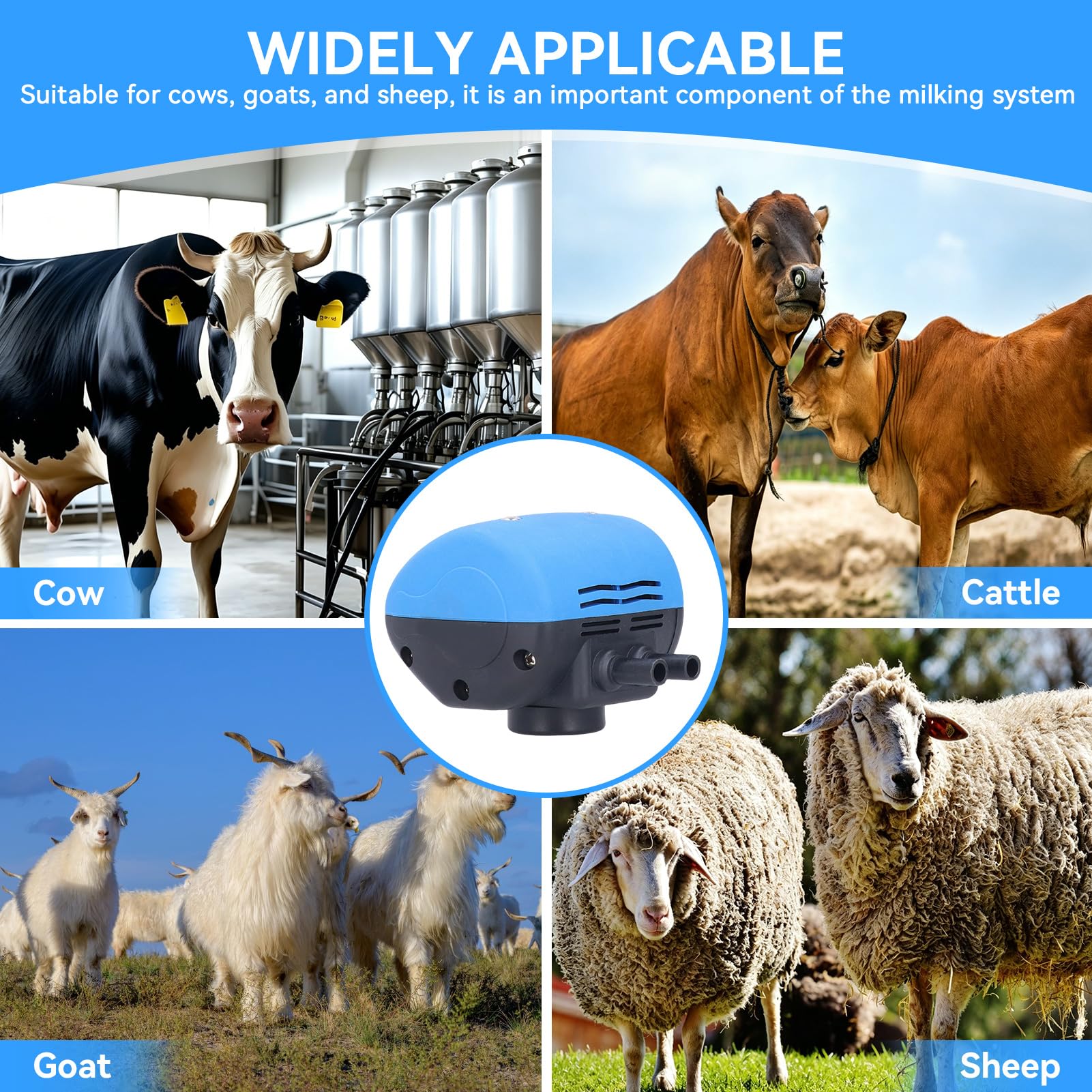 Pulsatore d'aria per mungitura, Mungitrice universale a 2 uscite Accessori per mungitrice regolabili Pulsatore Mungitrice per bovini Capre Mungitore Parti di attrezzature agricole