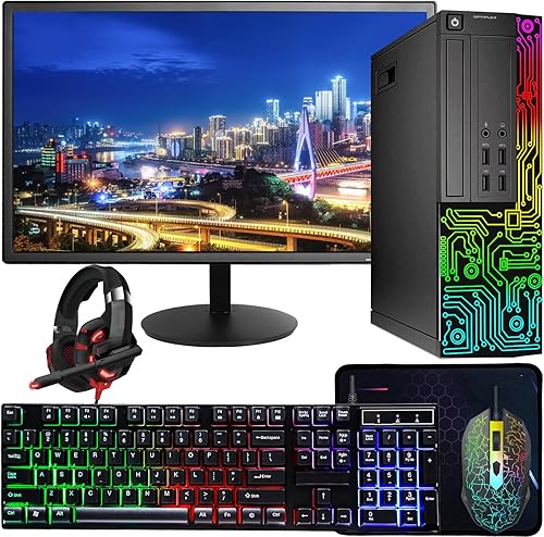 Dell OptiPlex PC de computadora RGB de escritorio, Intel Core i5 de hasta 3.6 GHz, 16 GB de RAM, SSD de 512 GB, monitor HDMI de 22 pulgadas, mouse