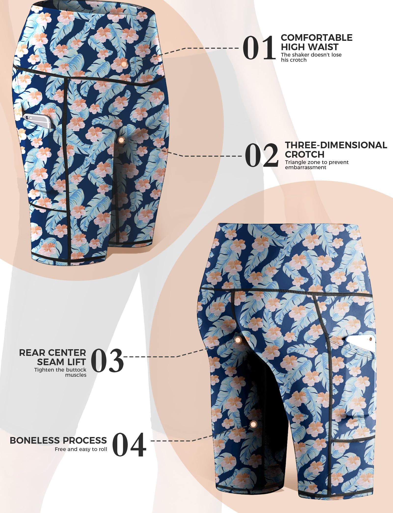 Buauty Short de bain taille haute pour femme 30,5 cm avec doublure UPF50+ Short de bain avec poches, séchage rapide