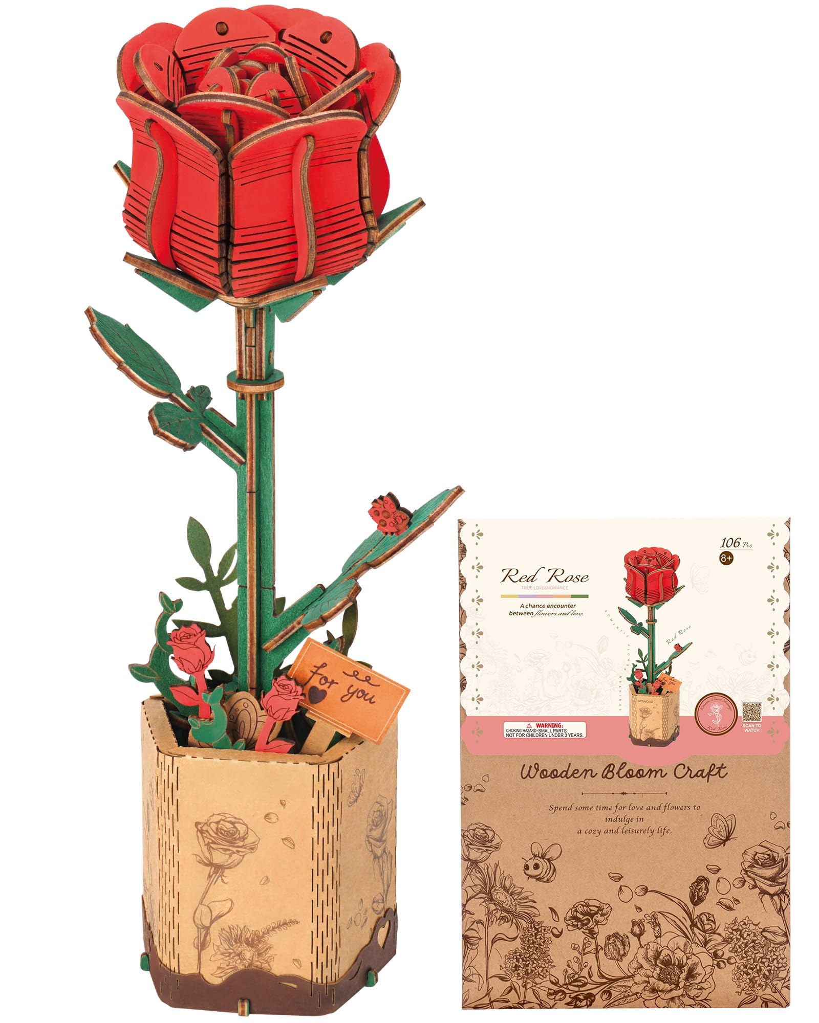 Amazon.com: Wowood 3D Flower Wooden Puzzles for Adults-Red Rose