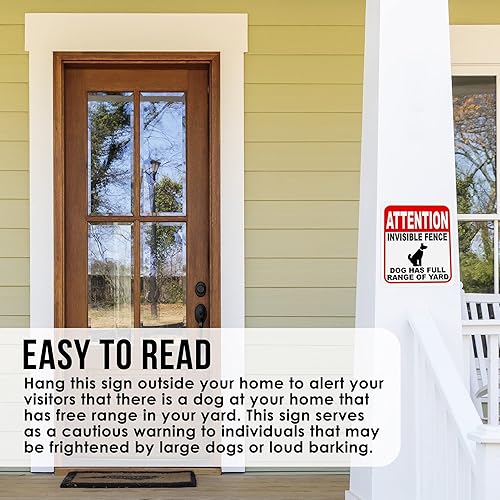 Miniatura 6 de Letrero de valla invisible para perros  Dog Has Full Range of Yard, letreros de advertencia para el hogar, decoración de casa de perro, letrero de