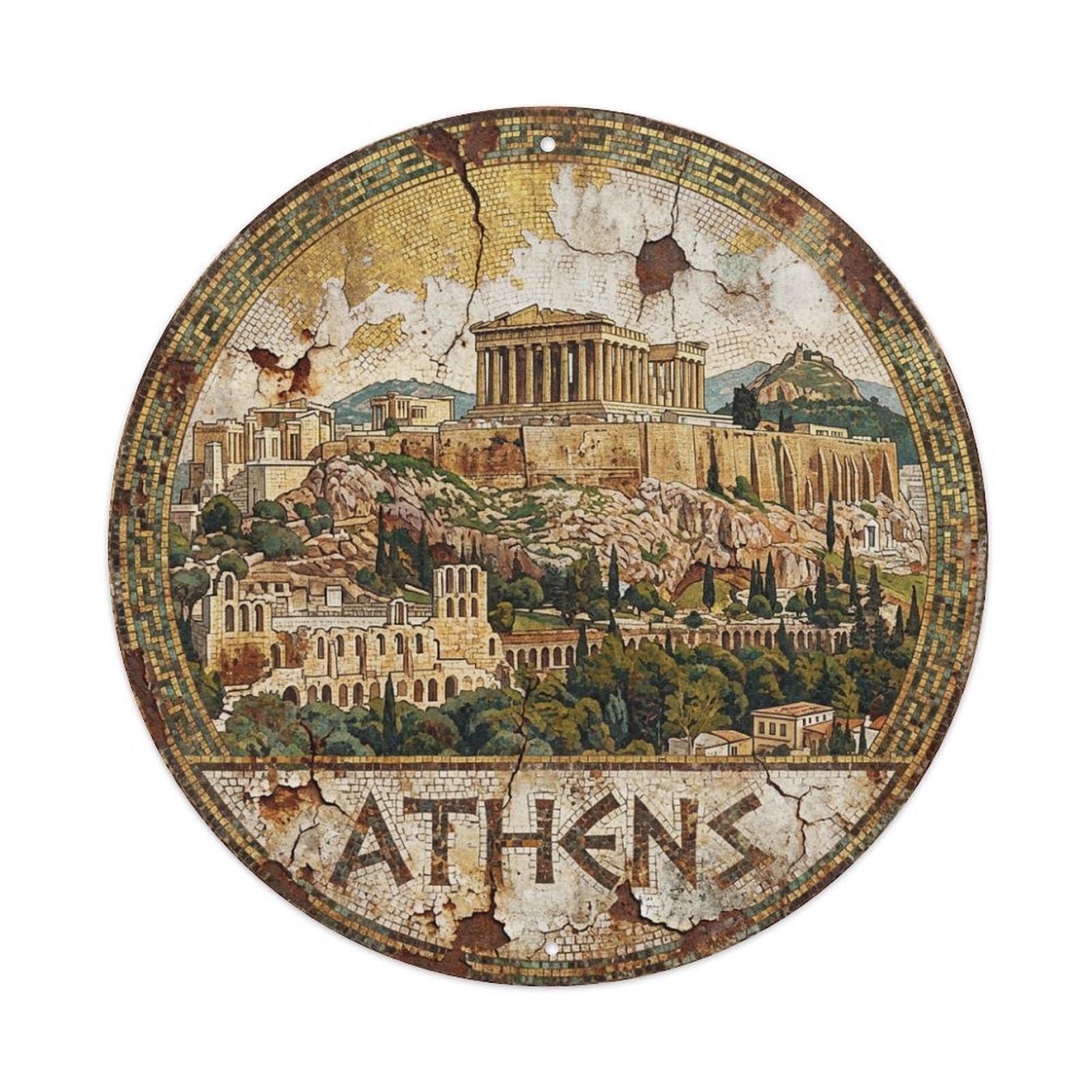 Vintage Travel Greece Athens Metal Tin Sign