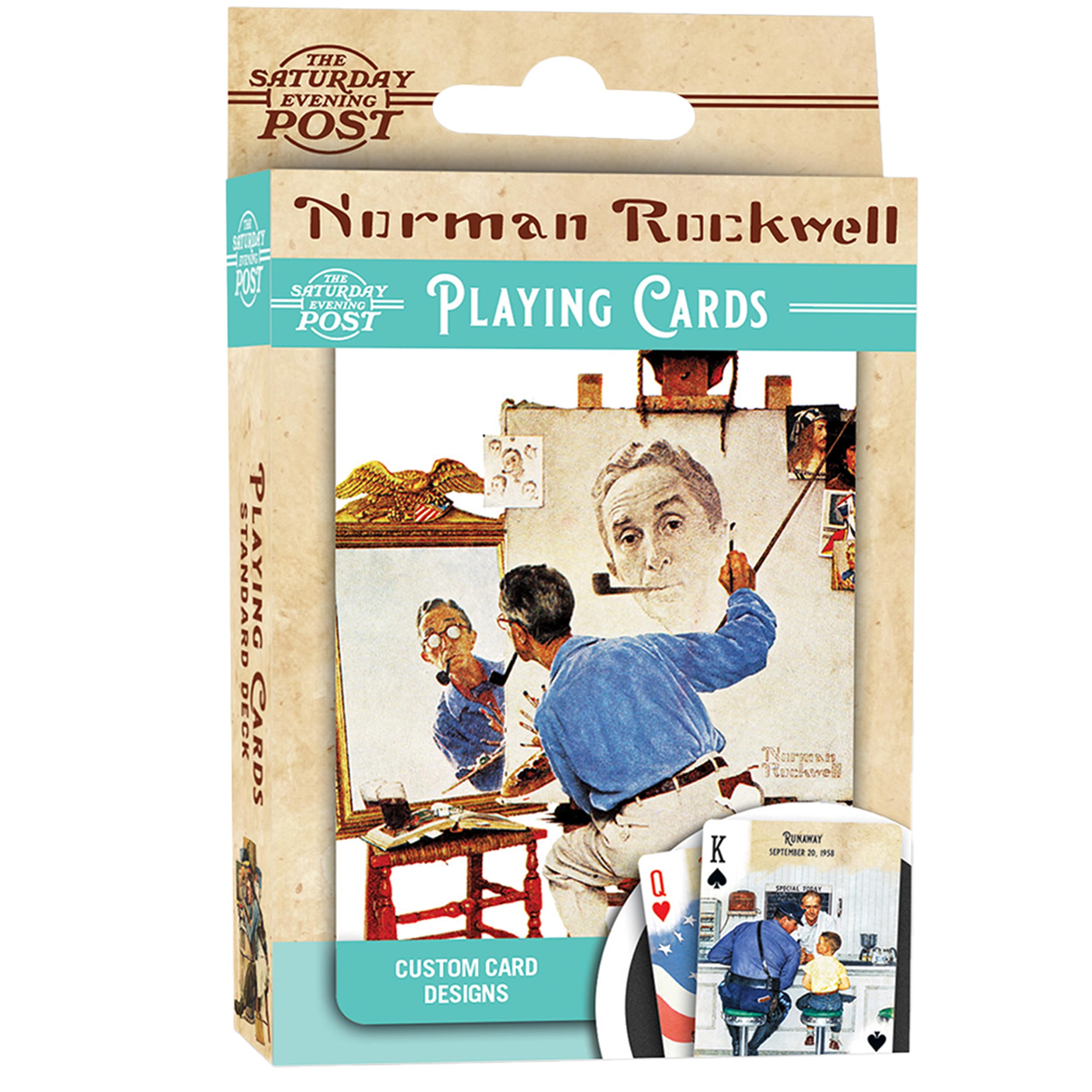 MasterPieces Carte da gioco con licenza ufficiale del sabato sera, Norman Rockwell, mazzo di 54 carte per adulti