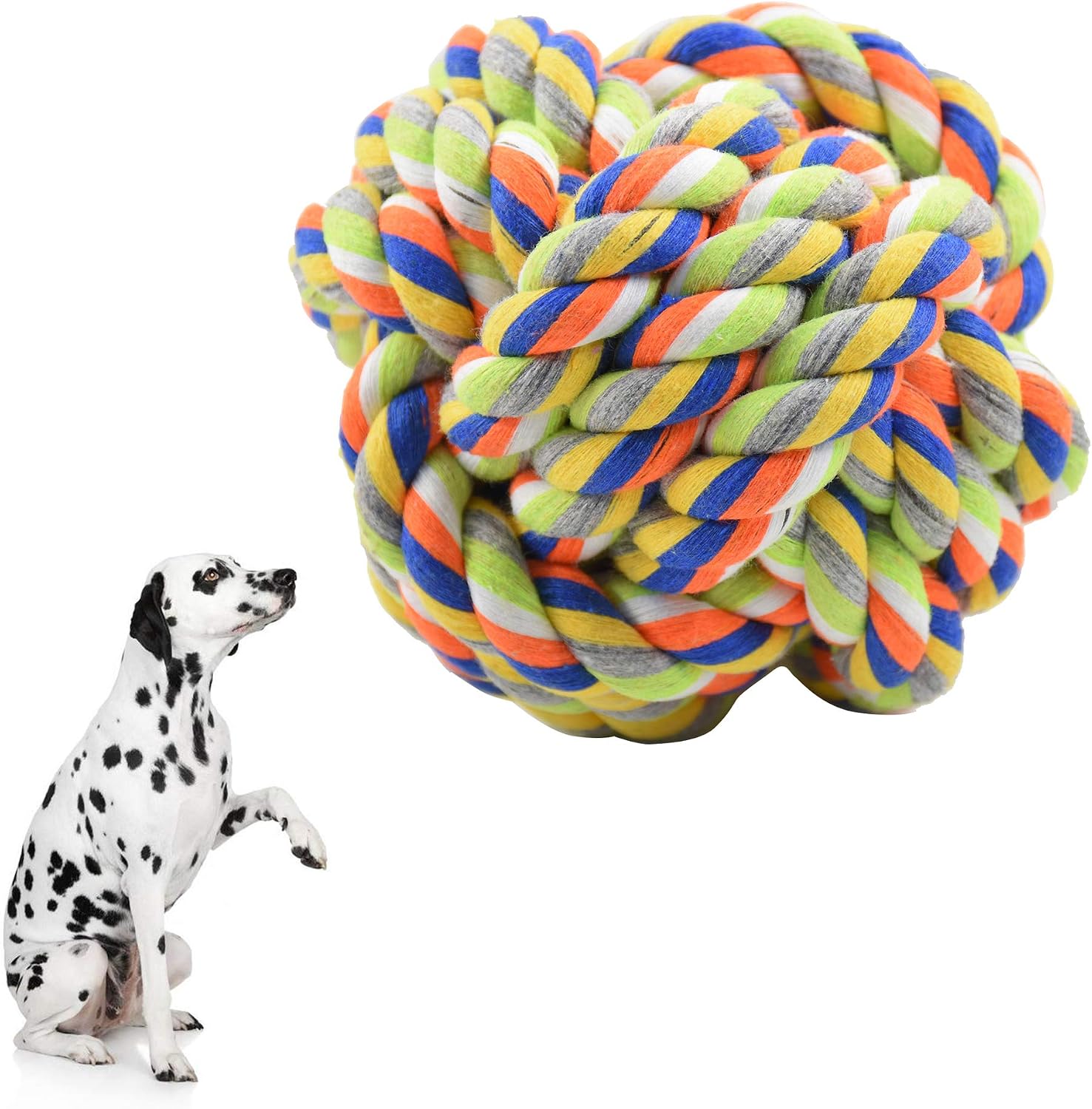 XPangle Durable Dog Rope Ball, Large Dog Chew Ball Toys for Aggressive Chewers Teeth Cleaning 5.1in