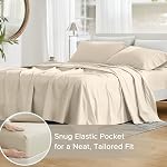 Comfort Spaces 100% Cotton Sheets King, Breathable & Ultra Soft Cotton Sheets, Naturally Cool Cotton Bed Sheets with 14" Elastic Pocket Fits up to 16" Mattress, All Seasons Sheet Set, Cream 4 Piece
