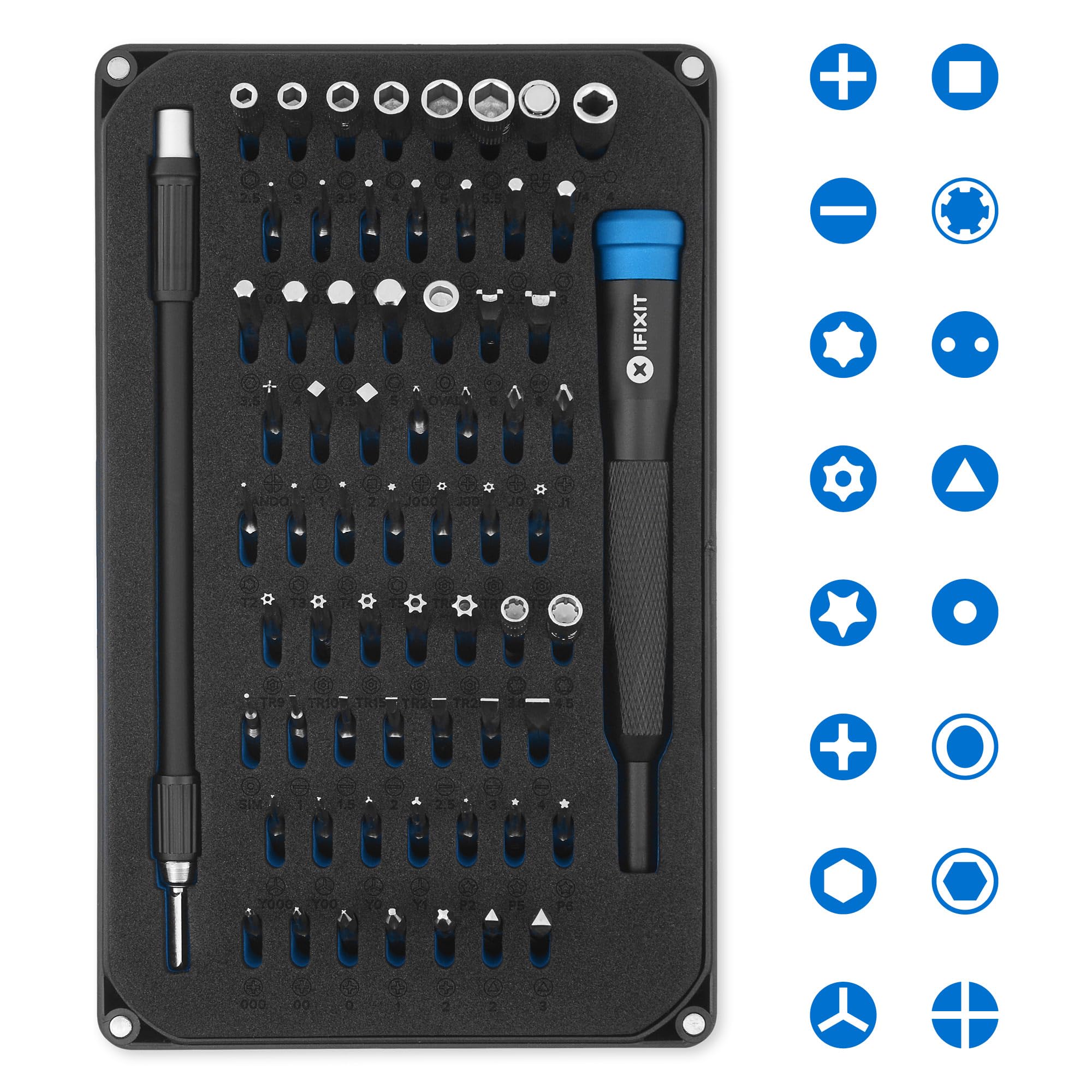 iFixit Pro Tech Toolkit (Wydanie Czarne) - Zestaw narzędzi z otwieraczem, śrubokrętem precyzyjnym i 64 bitami (4 mm), do naprawy smartfonów, laptopów itp.