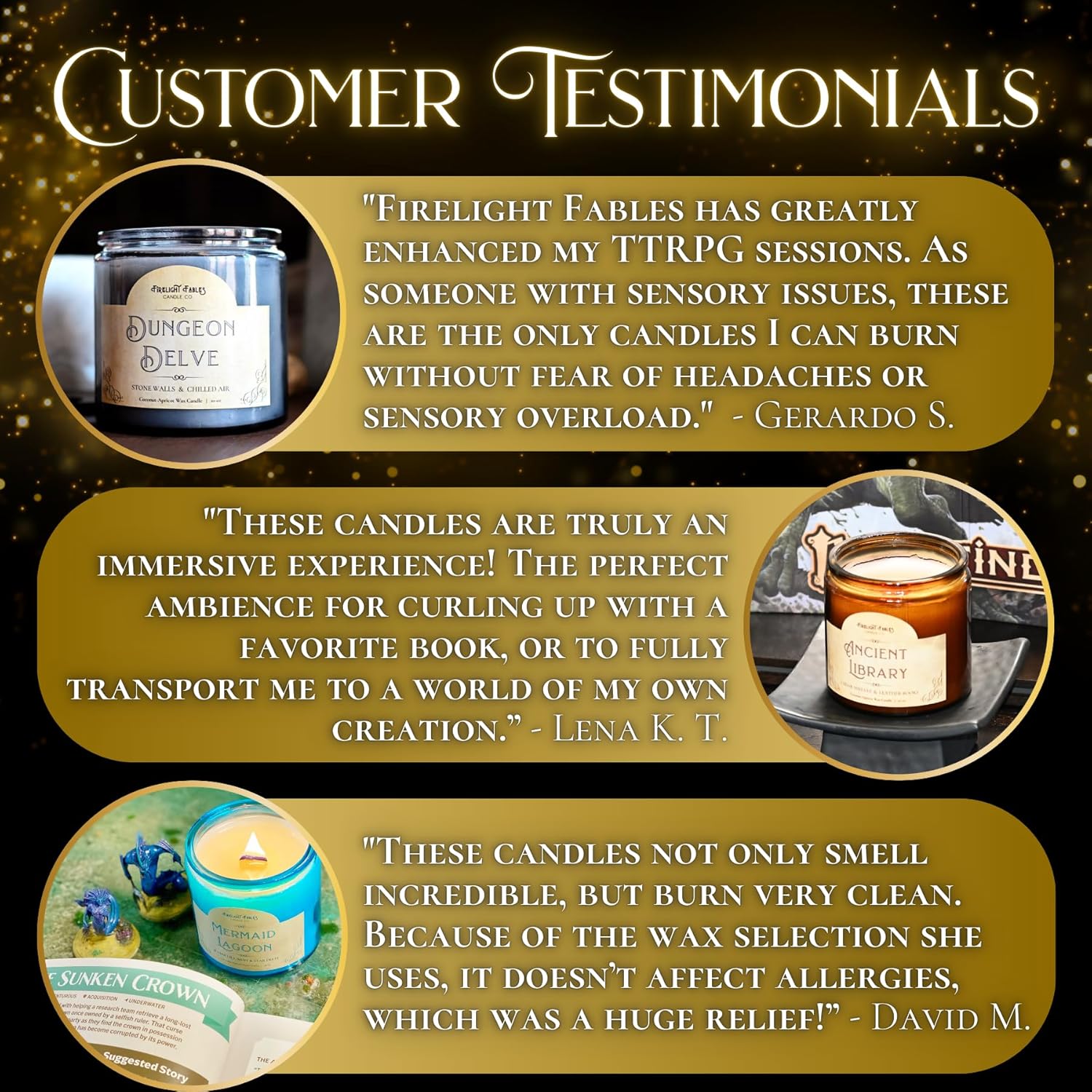 Fantasy & Tabletop RPG Candles, Handcrafted, Coconut-Apricot Wax, Wood Wick, Firelight Fables (10 oz Jar, Enchanted Woodland)