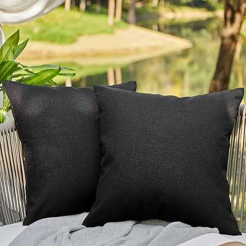 WAYIMPRESS - Fundas de almohada para exteriores para muebles de patio, impermeable, para jardín, 18.0 x 18.0in en lino