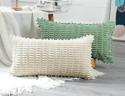 Miniatura 3 de PANOD Funda decorativa larga de almohada lumbar de 14 x 26 pulgadas, bohemia, súper suave y afelpada, funda de almohada larga y larga rectangular