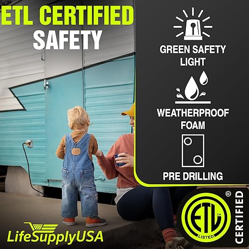 Miniatura 64 de Cable de extensión RV de 50 pies de 50 amperios (14-50P/SS2-50R) con 4 clavijas macho y mango de agarre, hembra con conector de bloqueo giratorio