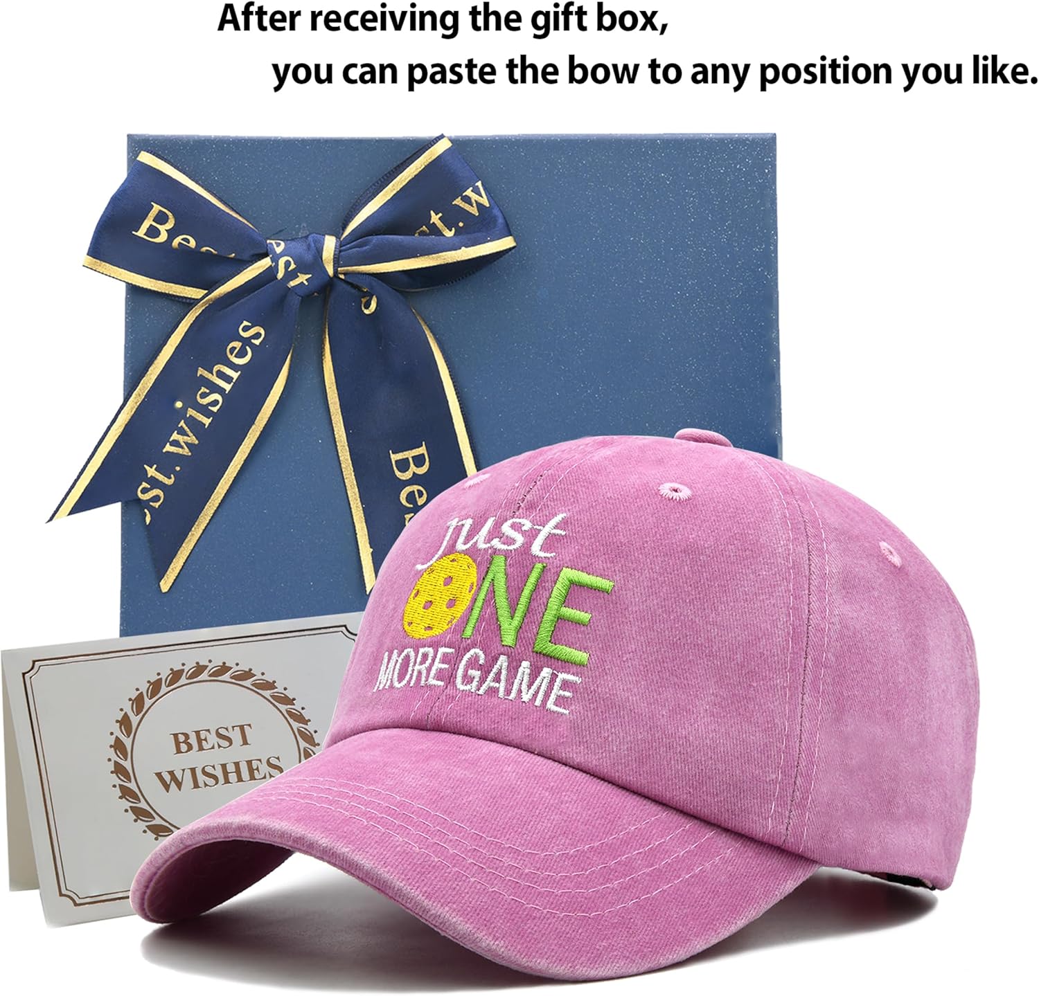 Pickleball Hat with Gift Box - Pickleball Gifts for Men Women - Washed Adjustable Embroidered Baseball Cap - Image 2