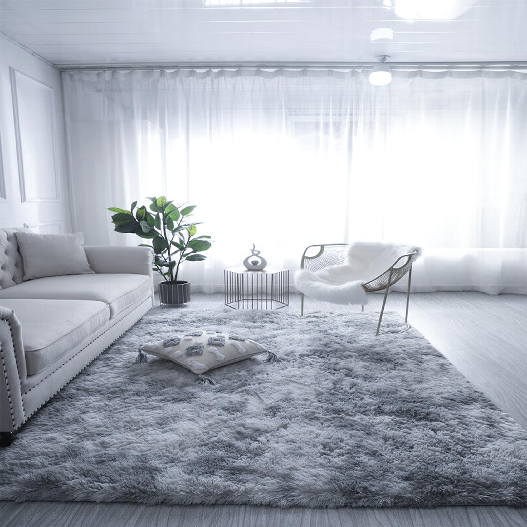 Tapis de salon lavable gris clair 200x280 pour l'entretien facile