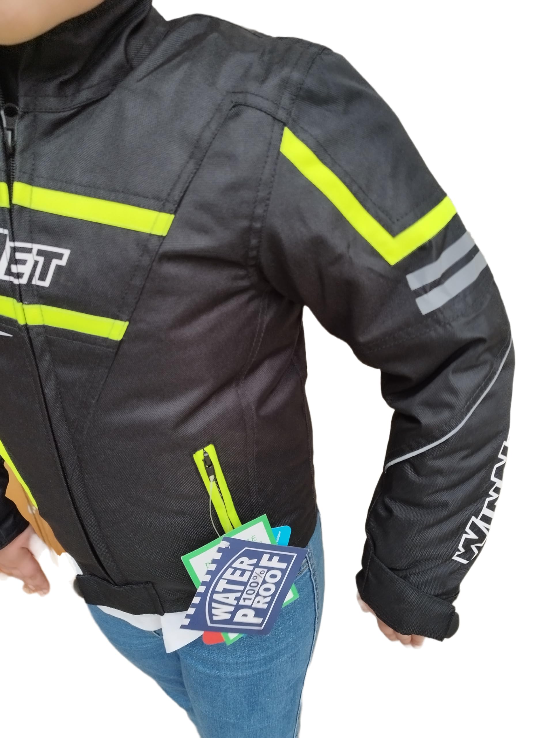 WinNet Giacca Giubbotto moto bimbo bambino ragazzo 6 8 10 12 14 anni cordura anti acqua pioggia impermeabile protezioni omologate CE gomiti spalle schiena