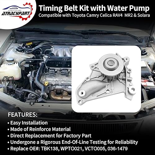 Miniatura 9 de Kit de correa de distribución del motor con bomba de agua  Compatible con Toyota Highlander Camry Sienna Solara 2001-2010 y Lexus ES300 RX330 RX400h
