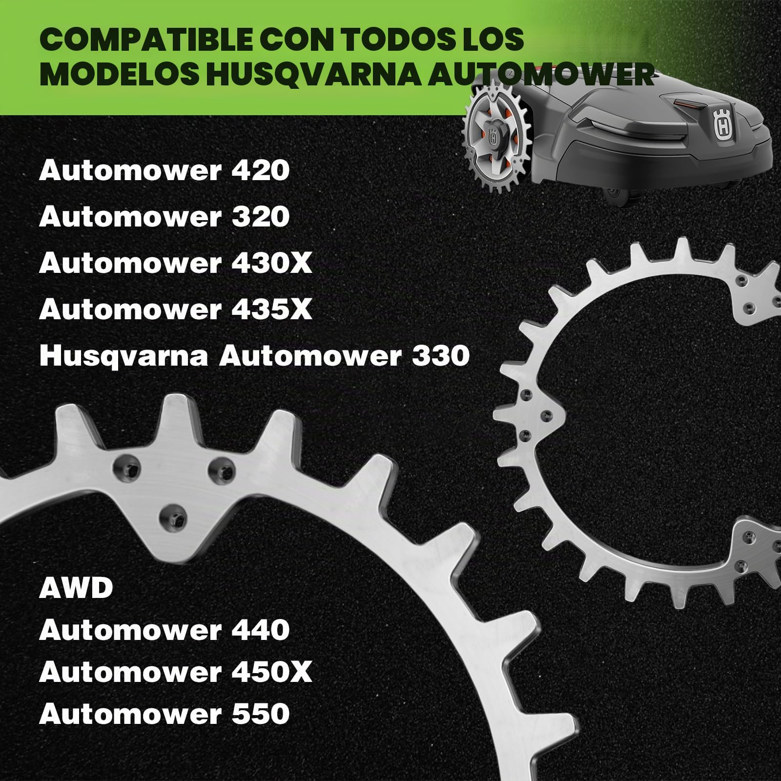 Pinchos para robot cortacésped Husqvarna Automower 320/420/430X/440/450X, mejora la tracción y desbarba, rueda 252 mm