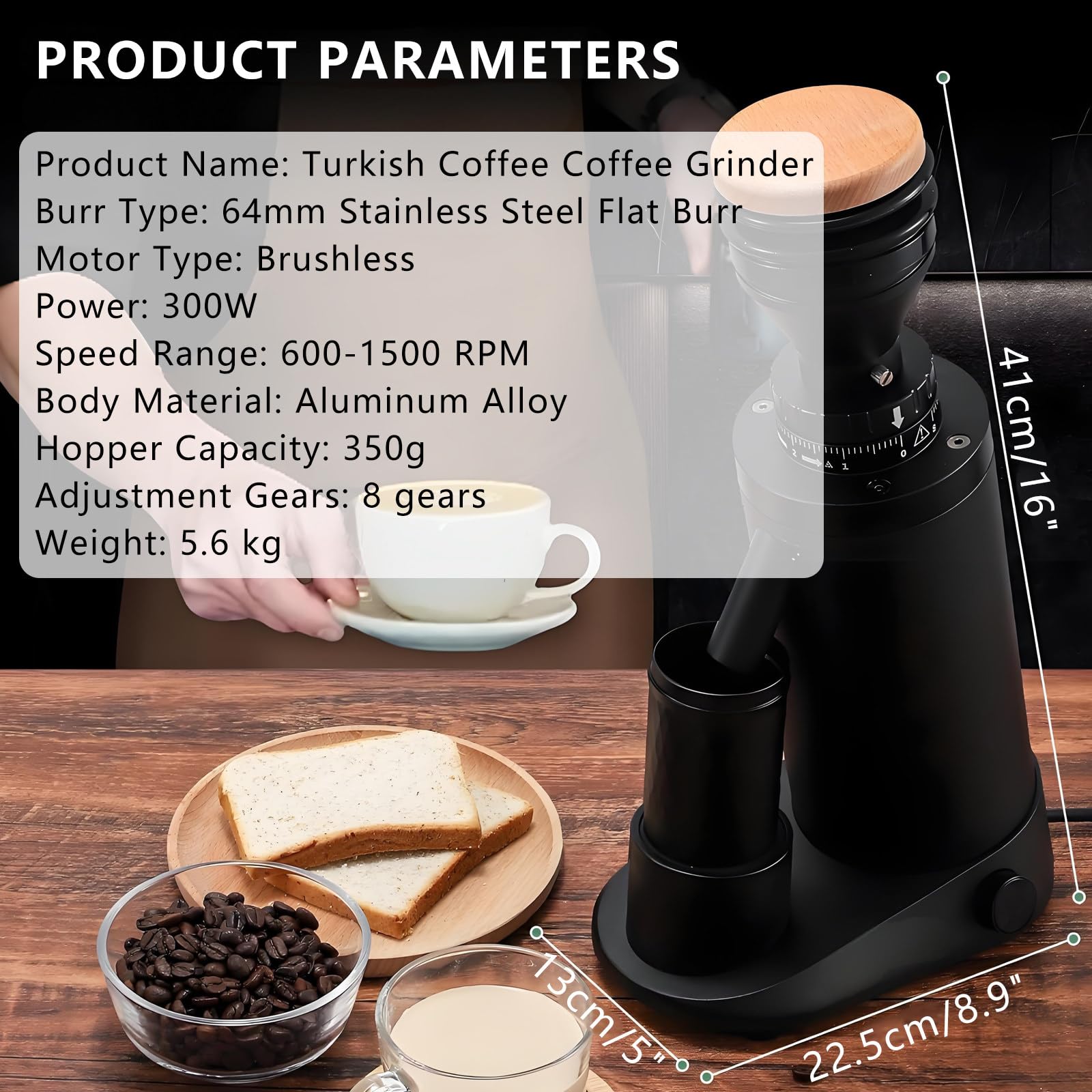 Lekki SprzęT Do Mielenia Kawy Cold Brew, Regulacja 300-1500 Obr./Min, Komercyjny Automatyczny MłYnek Do Kawy Ziarnistej 64mm-White