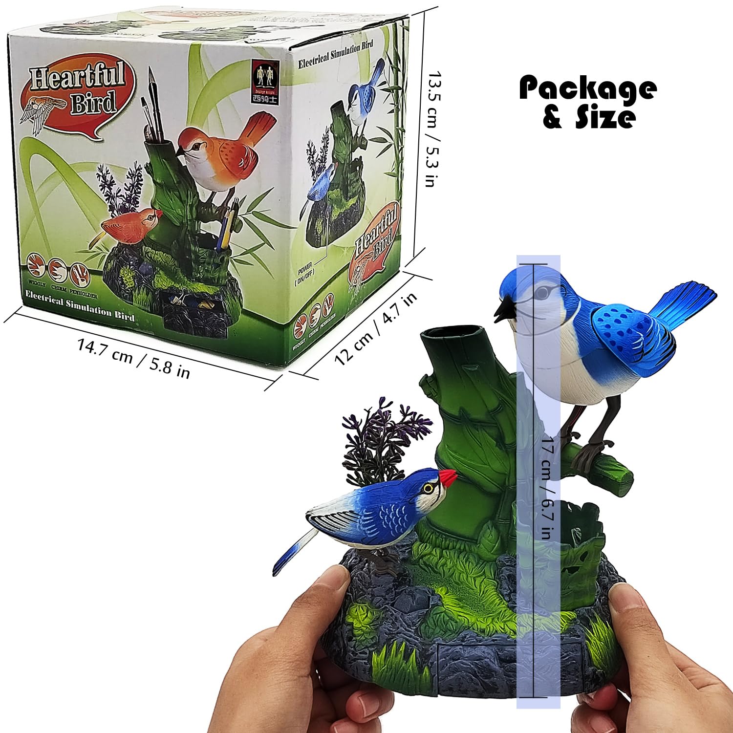Juguetes electrónicos realistas para pájaros, animales eléctricos, mascotas, mover, chirp, hogar, oficina, mesa, escritorio, decoración de pared, regalos de cumpleaños para niños 6