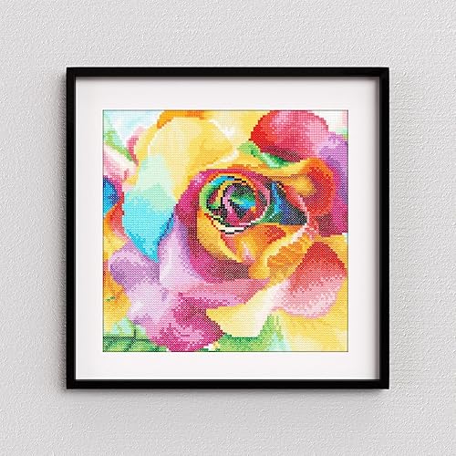 Miniatura 3 de DIAMOND ART BY LEISURE ARTS Rosas arco iris, 12 x 12 pulgadas, kits de pintura de diamantes intermedios para adultos, arte de diamantes para